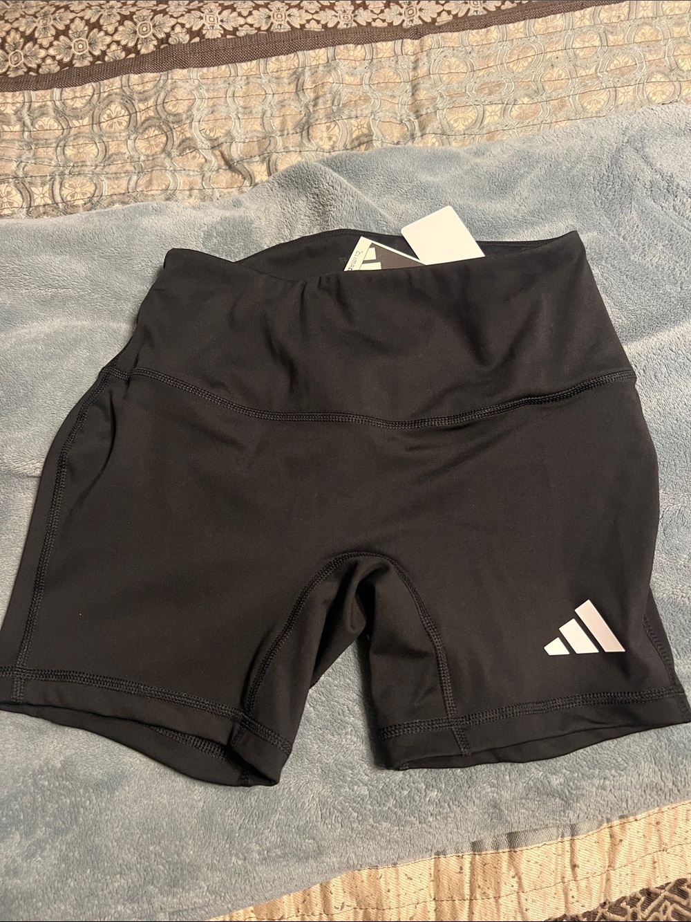 adidas 5” Black climacool Volleyball Bike Shorts with White Logo, no front seam.